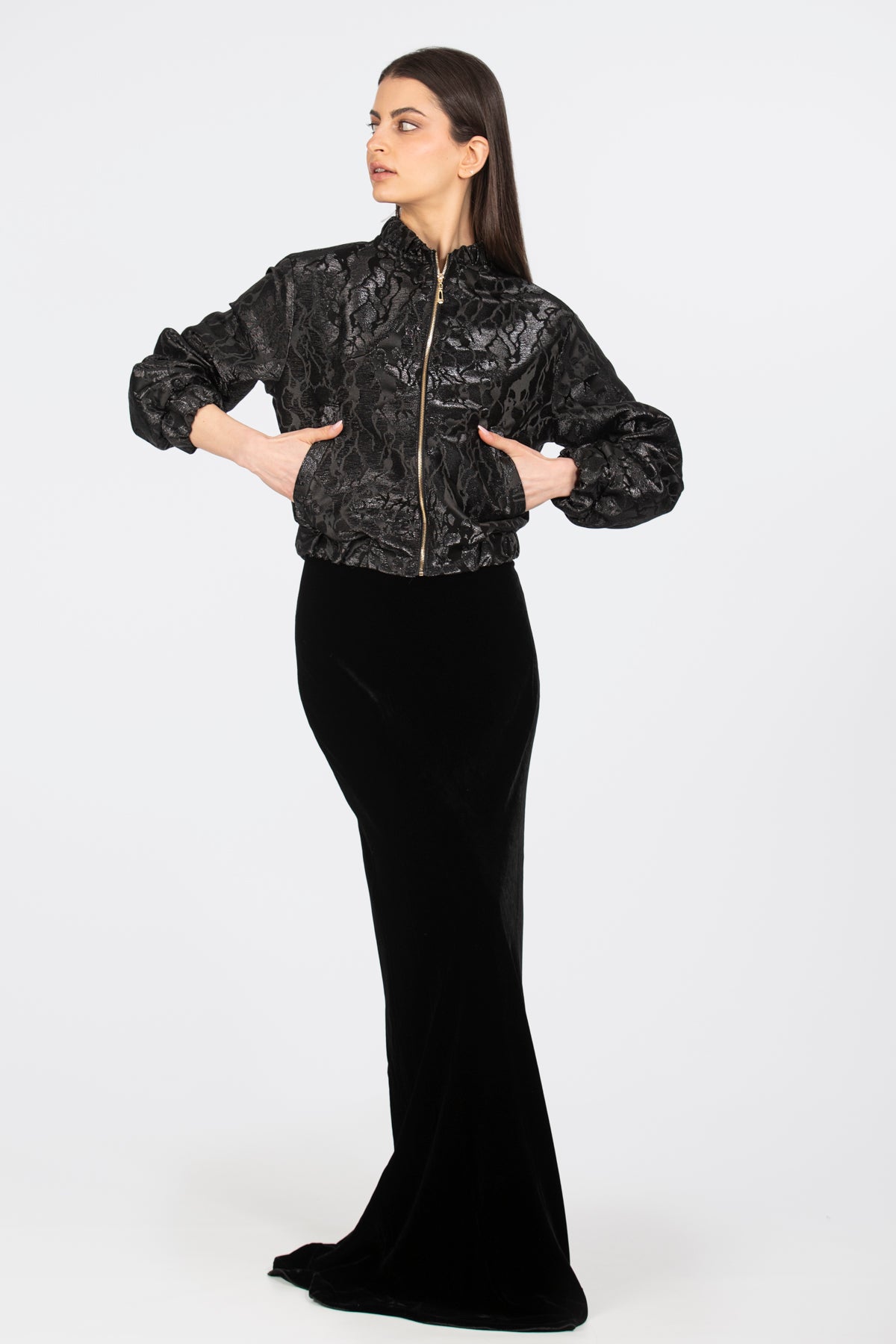 Seda negra jacquard técnico, frente - Kūpa