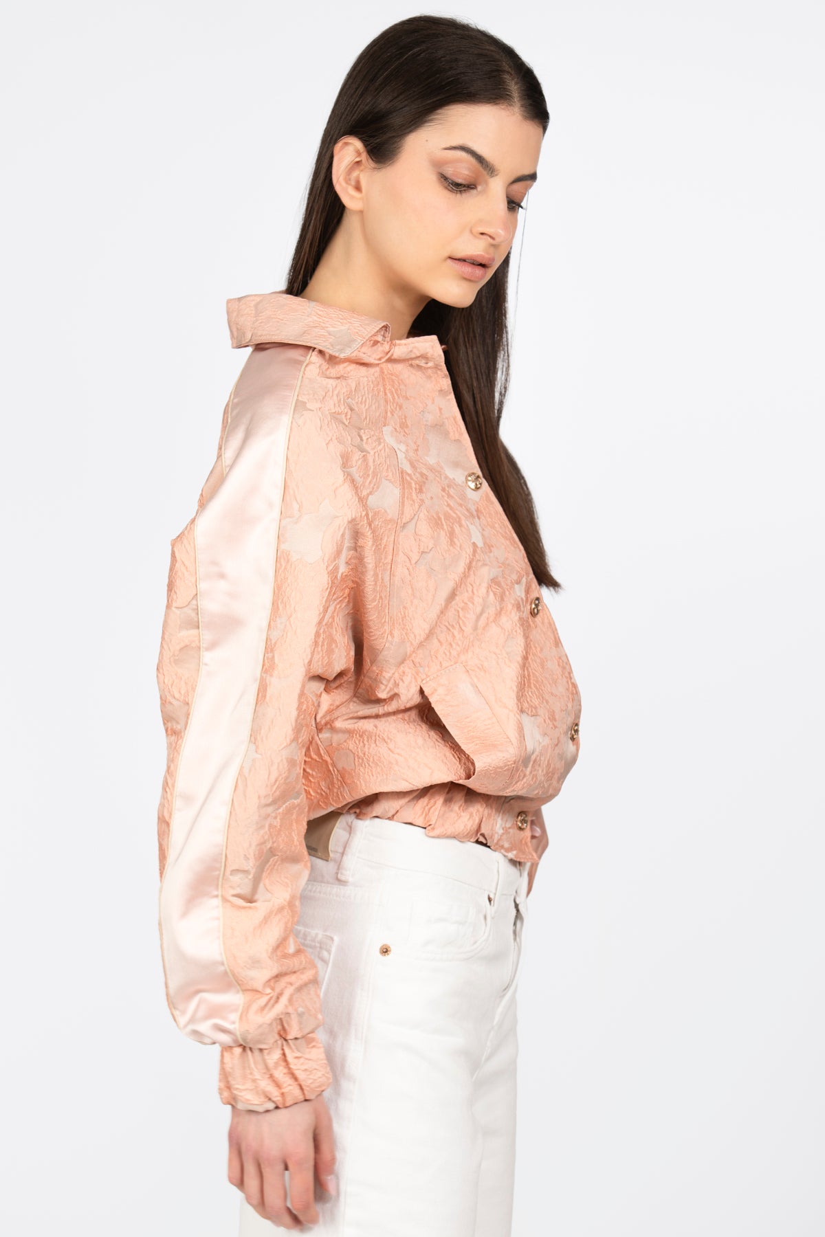 Bomber en jacquard brocado en rosa texturizado - Kūpa